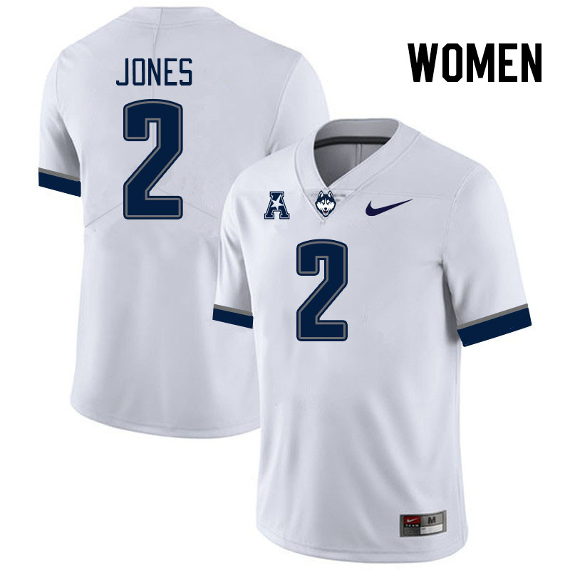 Women #2 Rante Jones Uconn Huskies College Football Jerseys Stitched-White